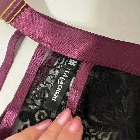 NWOT OH LA LA CHERI BERRY AND BLACK LACE GARTER BELT M - Picture 4 of 5